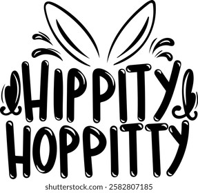 hippity hoppity happy easter black vector graphic design and cut file