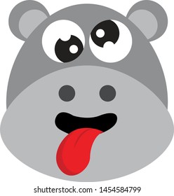 Hippo acting crazy, illustration, vector on white background.