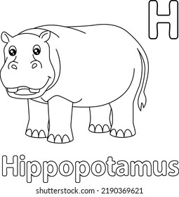 Hippo Alphabet ABC Coloring Page H