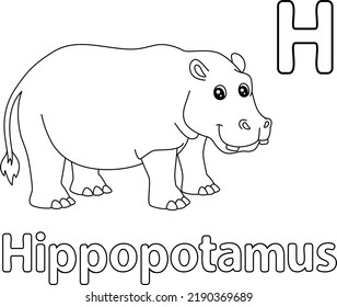 Hippo Alphabet ABC Coloring Page H
