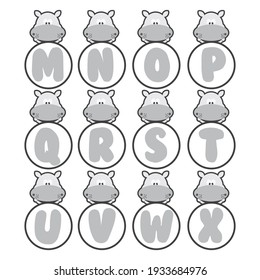 Hippo alphabet collection, vector art and illustration.