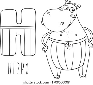 Hippo alphabet coloring kids letters