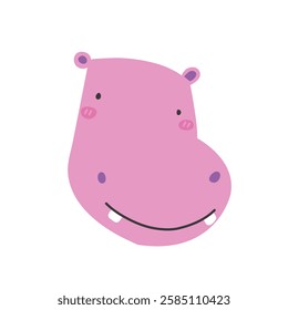 hippo animal cartoon icon vector illustration design graphic flat style pink