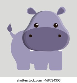 hippo animal cute little cartoon icon. Colorful and flat design. Vector illustration