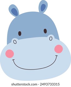 Hippo Animal Face Vector Illustration