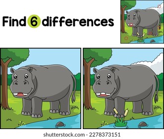 Hippo Animal Find The Differences