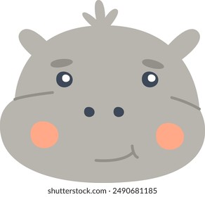 Hippo Animal Head Vector Illustration