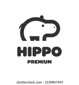 Hippo animal line logo design. Modern minimalist style vector illustration