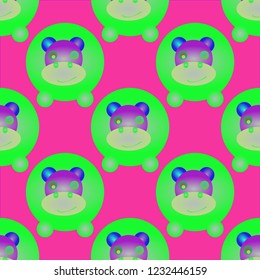 Hippo animal multicolored geometric childish seamless pattern.