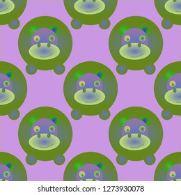Hippo animal multicolored geometric childish seamless pattern.