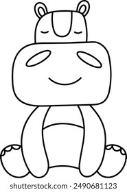 Hippo Animal Outline Vector Illustration