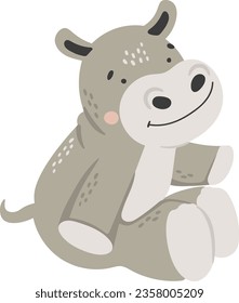 Hippo animal vector, Abstract baby hippo vector, safari baby animal, cute animal isolated, adorable hippo for print, vector illustration