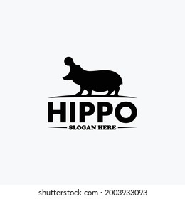 Hippo Animal Vector Logo Design Template