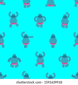 Hippo ballerina pattern seamless. hippopotamus Ballet background. Sea cow in ballet tutu dancing. Baby fabric texture. vector ornament