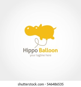 Hippo Balloon Logo Design Template.