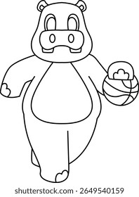 Hippo Basketball player Basketball Animal Vector Graphic Art Illustration