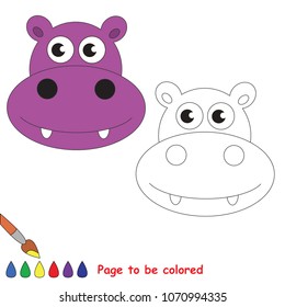Hippo to be colored, the coloring book for preschool kids with easy educational gaming level.