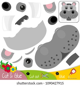 Hippo. Behemoth. Education paper game for preshool children. Vector illustration.
