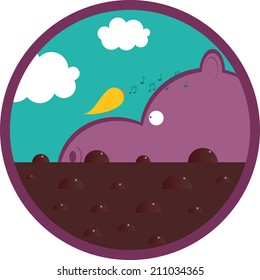 Hippo and bird