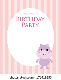 hippo birthday invitation card