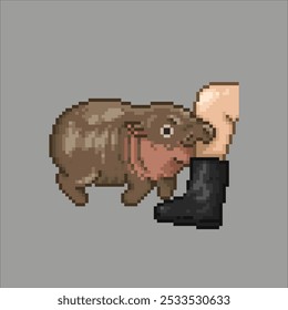 Hippo biting, pixel art meme