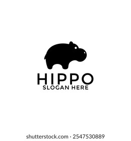 hipopótamo preto cor logotipo ícone vetor ilustração, hipopótamo animal moderno logotipo design