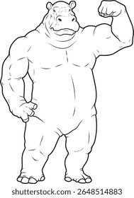 Hippo Bodybuilder Bodybuilding Animal Vector Graphic Art Illustration
