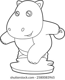 Hippo Bowling Bowling ball Animal Vector Graphic Art Illustration