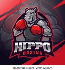 Hippo boxing esport mascot logo design