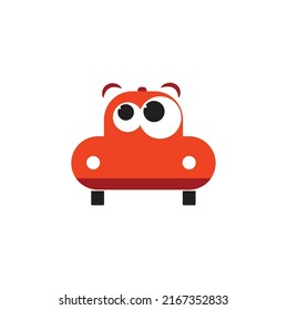 Hippo Car Cartoon logo design vector 