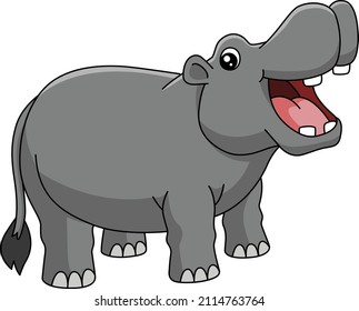 Hippo Cartoon Clipart Vector Illustration