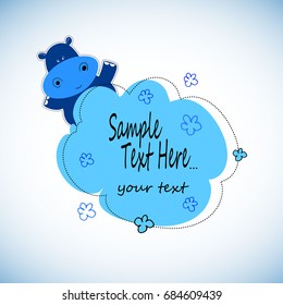 hippo, cartoon, cute, vector, animal, illustration, baby, character, happy