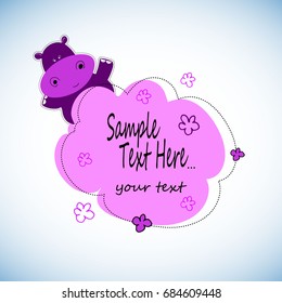 hippo, cartoon, cute, vector, animal, illustration, baby, character, happy