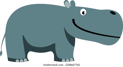 Hippo cartoon icon. Safari happy animal smiling