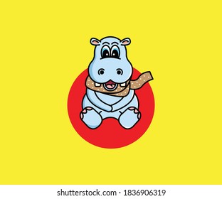 Hippo cartoon illustration, great for logos, mascots, books and other purposes