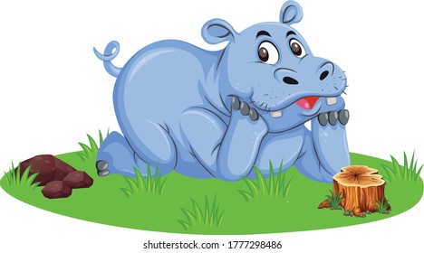 Hippo cartoon vector art and illustration