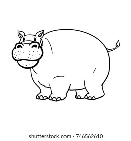 Hippo cartoon vector hand drawn