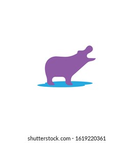 Hippo cartoon vector icon on a white background