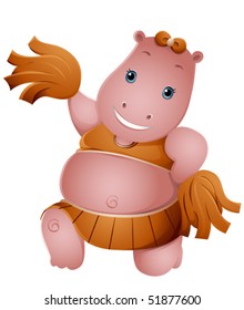 Hippo Cheerleader - Vector