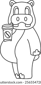 Hippo Coffee to go Animal Vector Graphic Art Illustration