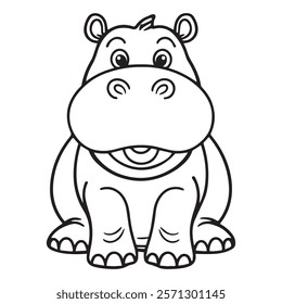 Hippo coloring book for kids Hippo outline