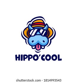 diseño de logotipo hippo cool para su negocio y viaje