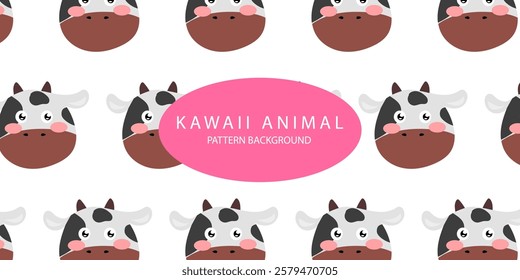 hippo, cow, donkey animal cute pattern background