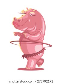 Hippo dancing Female Caricature Animal Character Ballerina Mascot