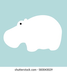 Hippo design background. Vector flat cute template, simple minimal illustration
