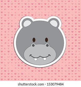 hippo design over dotted background vector illustration  