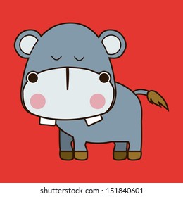 hippo design over red background vector illustration  