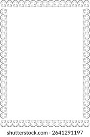 Hippo drawing frame. Wildlife Hippopotamus animal on white background border with empty space