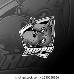 Hippo e sport mascot logo design of illustration