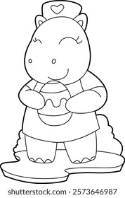 Hippo Easter Nurse Animal Vector Graphic Art Illustration